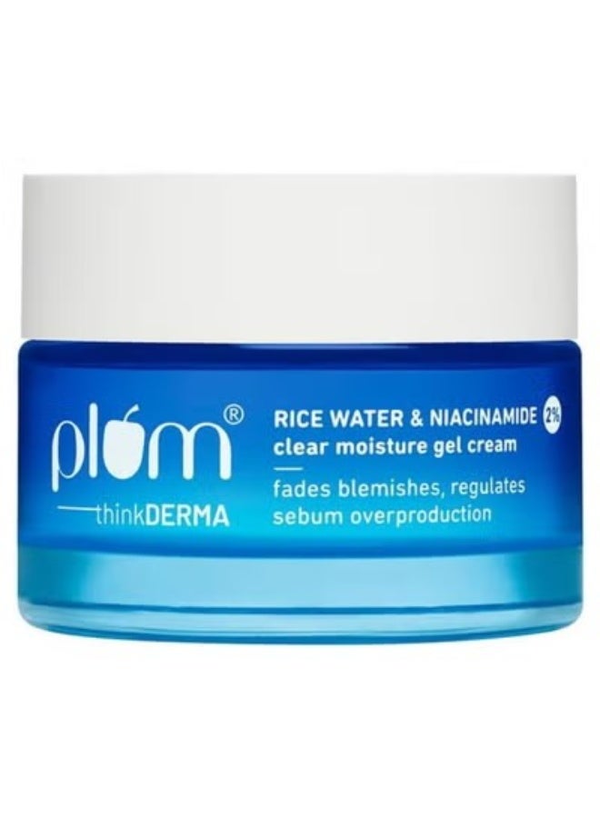 Plum 2% Niacinamide & Rice Water Super Light Gel Cream Moisturizer for Face | Oil-Free Hydration | Brightens, Fades Blemishes | Dermat-Tested | All Skin Types | Women & Men | 100% Vegan | 50 g - Image 1