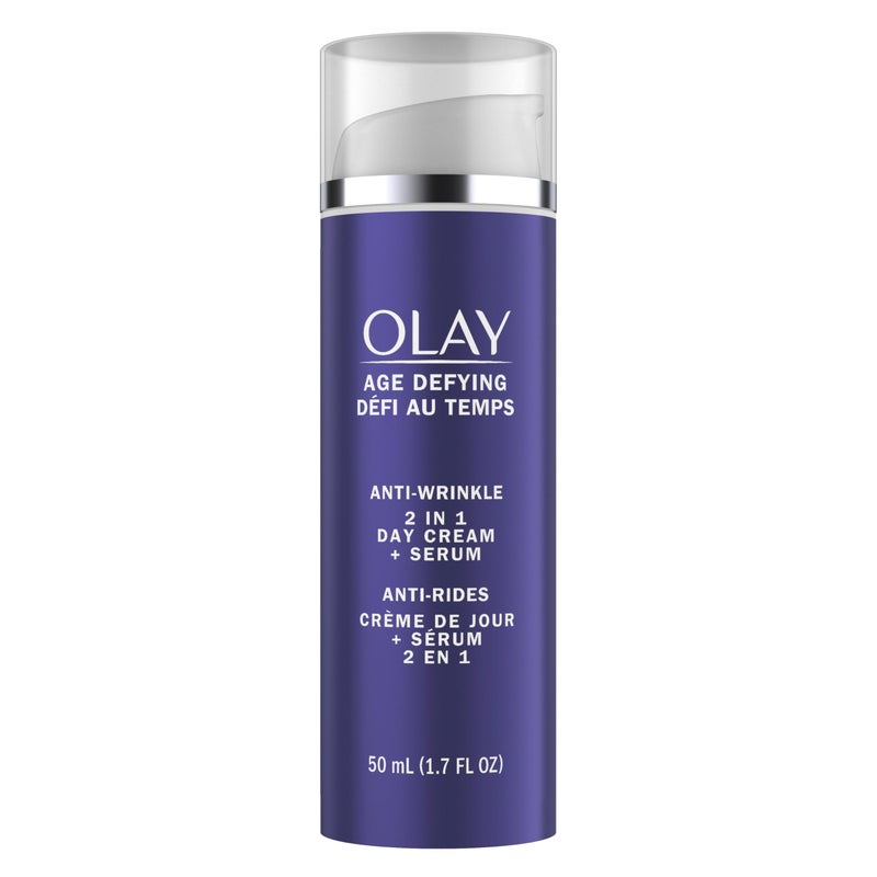 Olay Face Serum, Age Defying Anti-Wrinkle 2-in-1 Day Cream - Anti-Aging, Anti-Wrinkle, Smooths Fine Lines and Wrinkles, Firming, Lifting - Niacinamide, Glycerin, Aloe Vera, 1.7 Oz - Image 3
