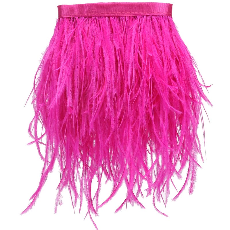 AMZTKDIY AMZTKDIY Ostrich Feathers Sewing Fringe Trim Ribbon for Crafts Clothes Accessories Latin Wedding Dress DIY 2 Yards 46inch Width 5 Yards FushiaRose Pink 