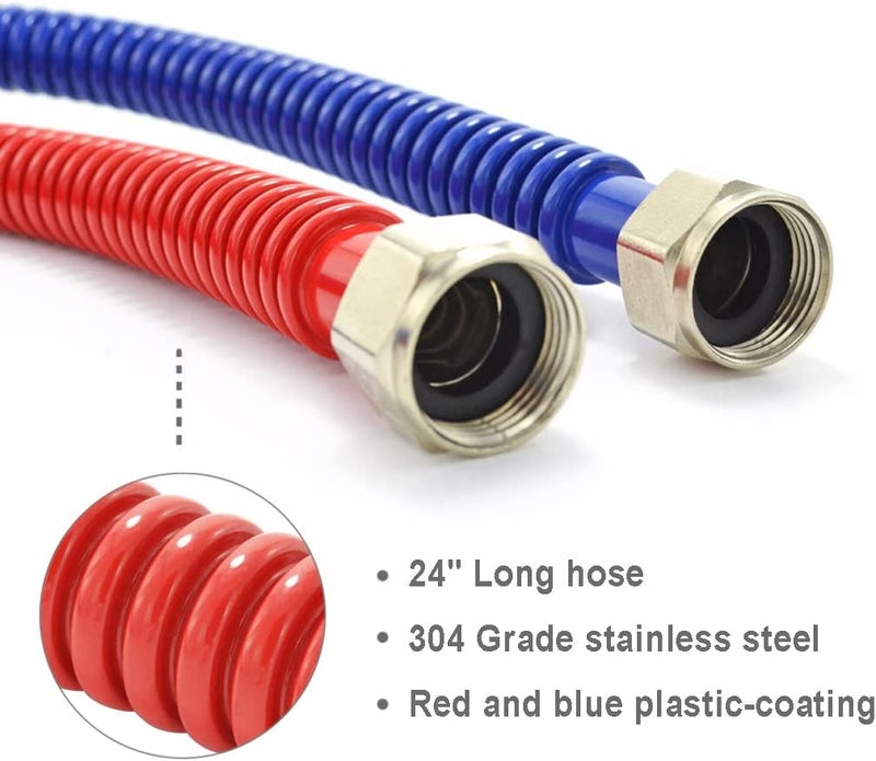 TT FLEX Flexible Stainless Steel Corrugated Water Heater Connector,Hot and Cold Color Coded,3/4" FIP x 3/4" FIP, 24" Length (2 Pack) - Image 3