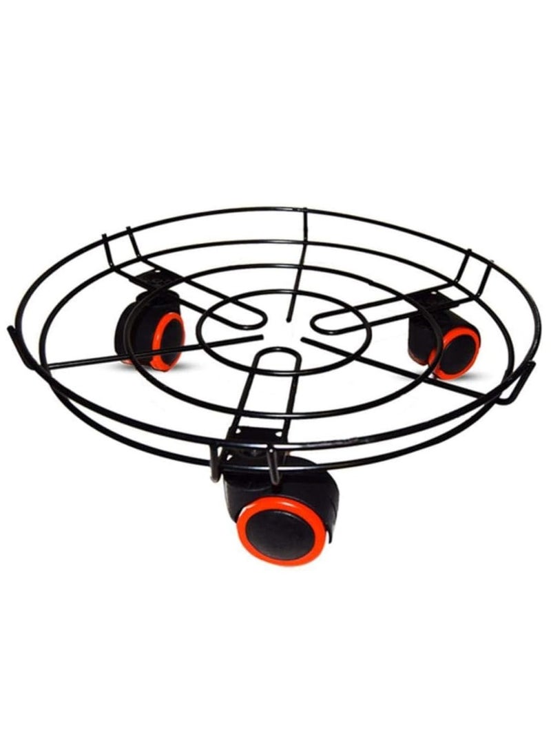 Heavy Duty Gas Cylinder Stand – 34x12 cm | Durable Trolley Base with Wheels for Easy Movement – Black/Red | For Kitchen & Home Use Cylinder stand with wheels UAE --Gas cylinder trolley stand  Heavy duty cylinder base  Kitchen gas stand  LPG cylinder roller  Cylinder wheel base  Metal cylinder holder UAE  Red black gas cylinder stand  Portable cylinder trolley  Home kitchen gas stand  Gas bottle stand UAE  Gas cylinder mover  - Image 1