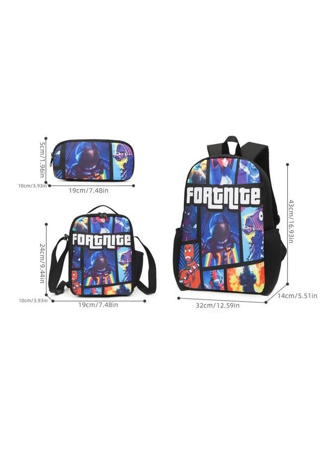 Arabest - Brand Fortnite style G school season new product Fortnite schoolbag teenager campus backpack Messenger bag pencil case three-piece set - Image 1