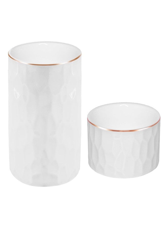 Daphilly Aesthetic Desk Organizer Set of 2 For Your Office - Sturdy Concrete Desktop Accessories For Women or Men Enhance Any Office Decor - Set incl. Pen Holder, Paperclip Storage (white) - Image 1