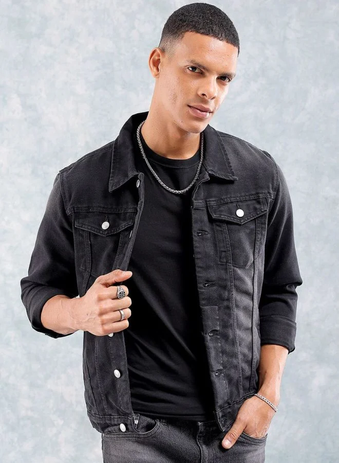 ذا انديان كراج كو The Indian Garage Co Men Slim Fit Solid Round Neck Long Sleeves Jacket