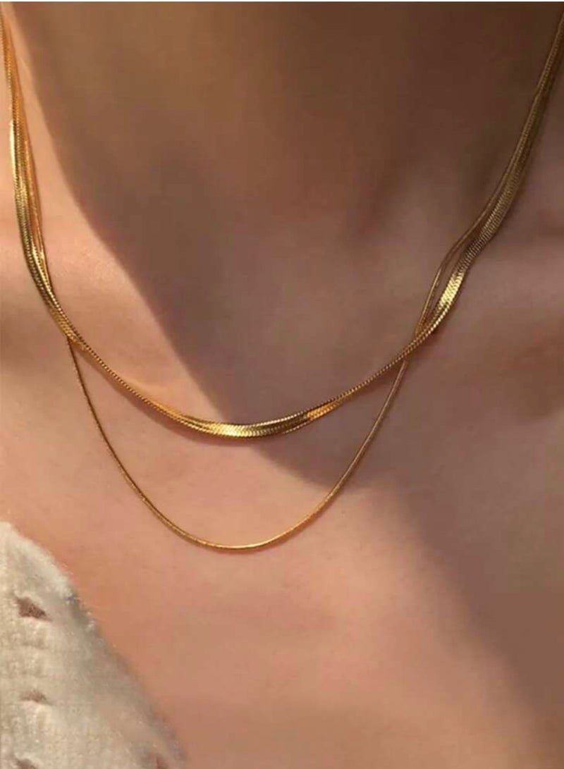 إيكوال سلسال نسائي مصنوع من الاستانلس ستيل مطلي باللون الذهبي - Image 1