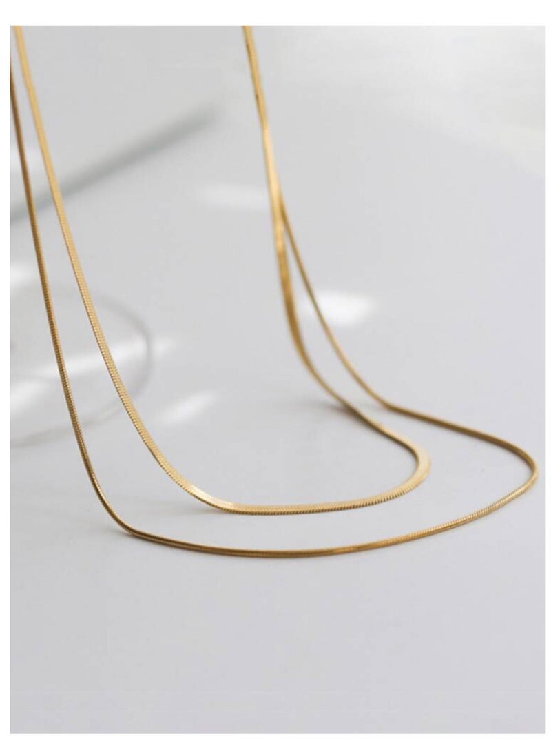 إيكوال سلسال نسائي مصنوع من الاستانلس ستيل مطلي باللون الذهبي - Image 2