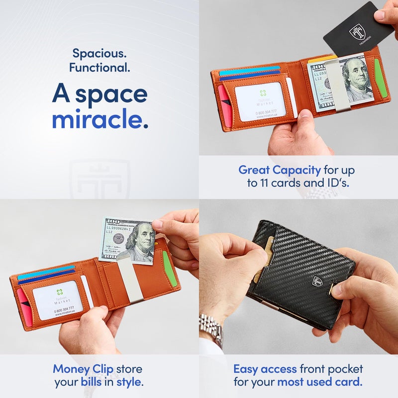 TRAVANDO Mens Wallet with Money Clip AUSTIN RFID Blocking Bifold Credit Card Holder for Men with Gift Box - Image 3