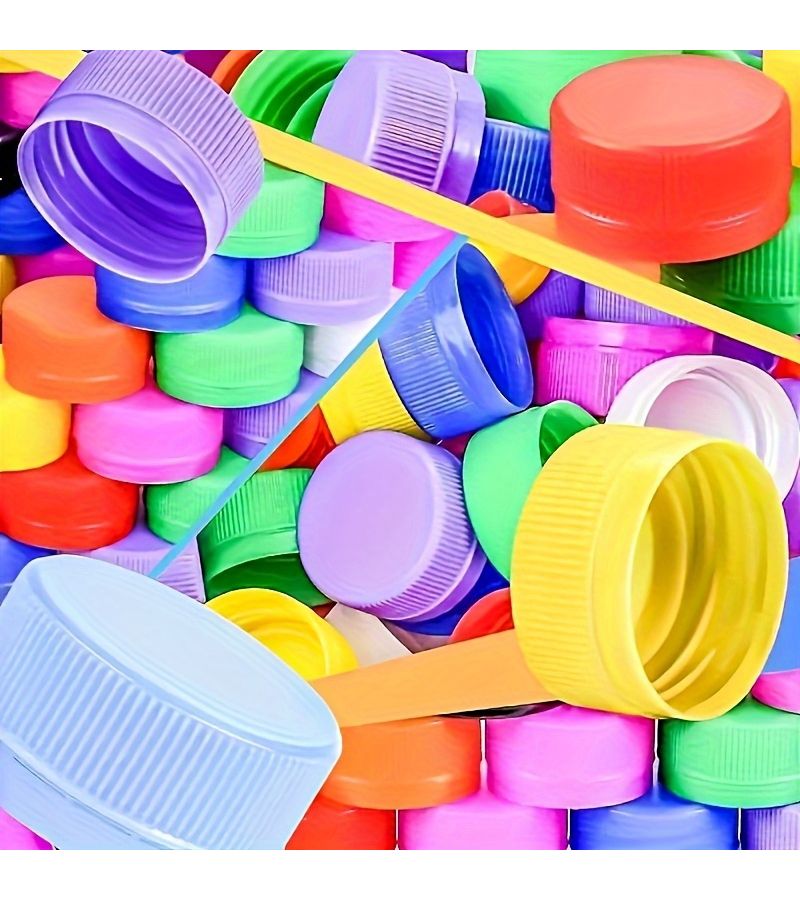 120 Random Color Plastic Bottle Caps Reusable Durable DIY Crafts Art Projects - Image 2
