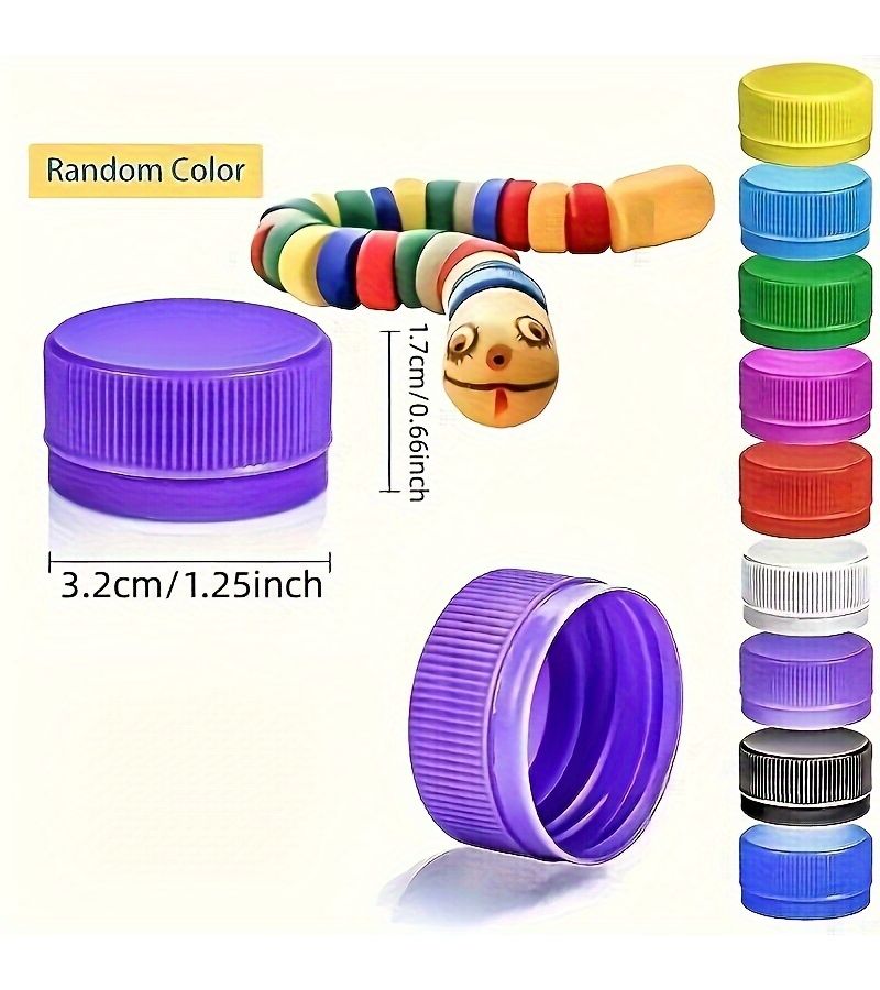 120 Random Color Plastic Bottle Caps Reusable Durable DIY Crafts Art Projects - Image 1
