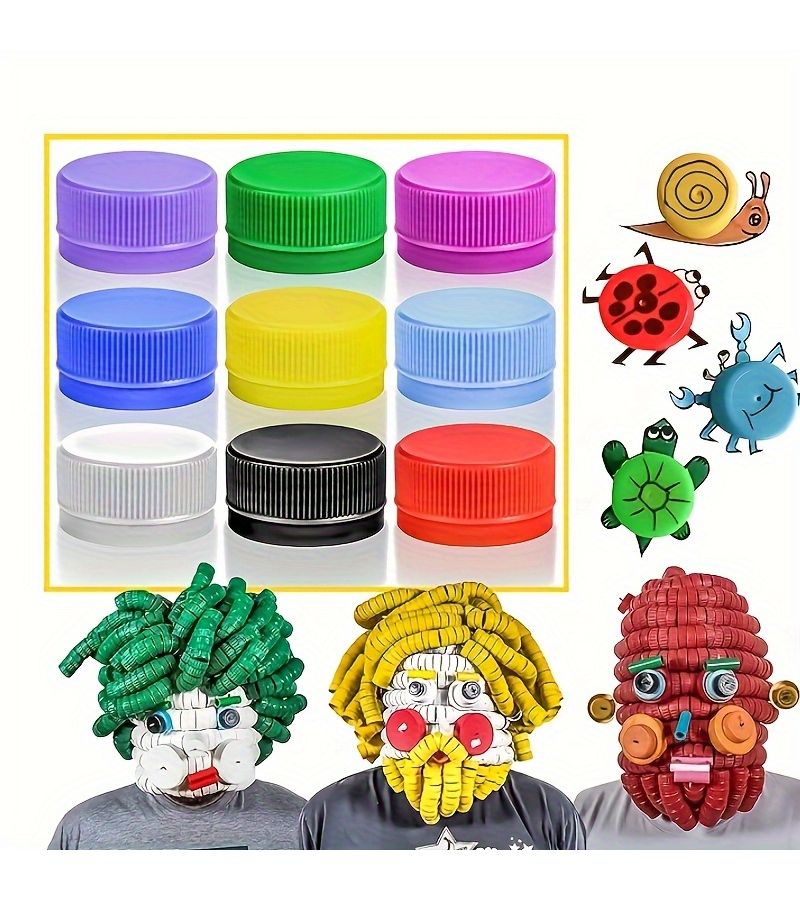 120 Random Color Plastic Bottle Caps Reusable Durable DIY Crafts Art Projects - Image 3