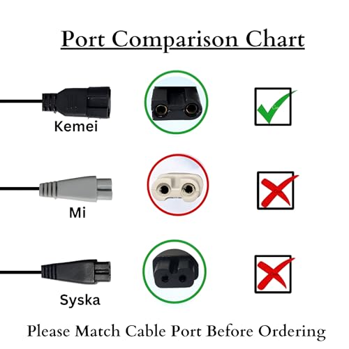 Upix USB Kemei Trimmer Charging Cable 1 Meter (3.2 Feet), Compatible Only for Kemei Trimmer, Shavers, Body Groomers (Match Cable Port Before Ordering, Check Images) (Works with 5V USB Adapter Only) - Image 5