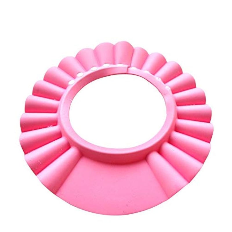 Adjustable Waterproof Eye Shield Shampoo Shower Protector Cap Soft Hat Bathing Cap Available For 0-9 Years' Kids (Pink)