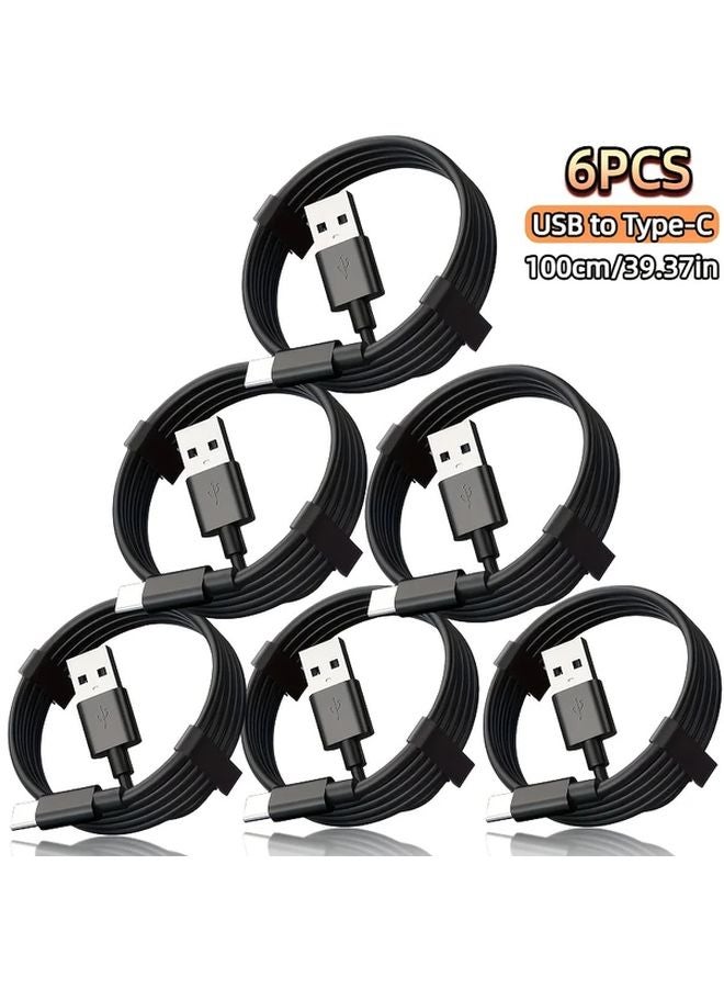 Black 6pcs USB C Fast Charging Cable for iPhone 17 16 15 Huawei Xiaomi Android - Image 1