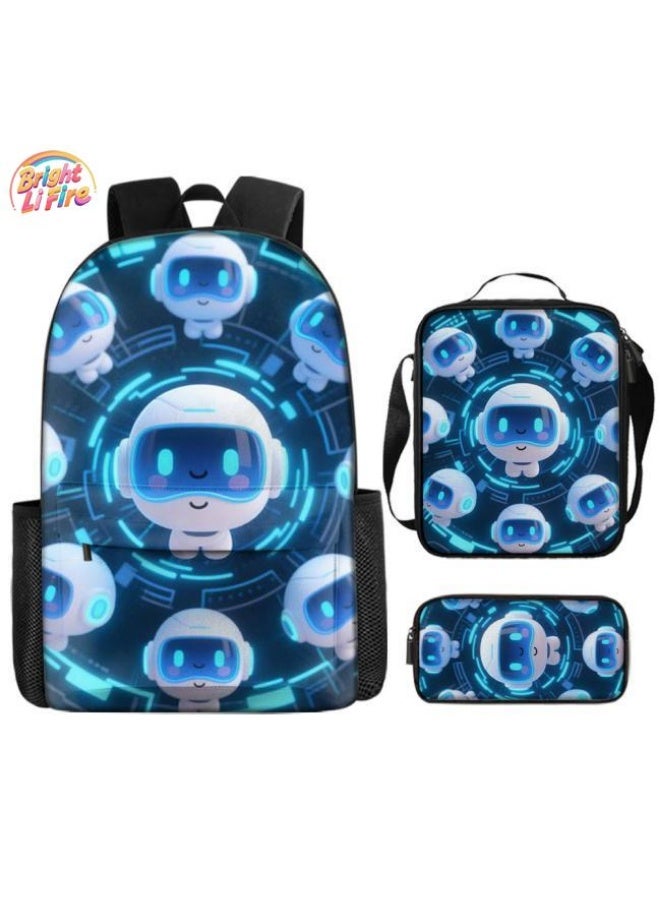 Bright Li Fire Unlock the new fashion of childish fun! Three-piece set of bags, cartoon elements for children and teenagers (students, children, friends' outings, mountain climbing, schooling, etc. can be used) - 45 - Image 1