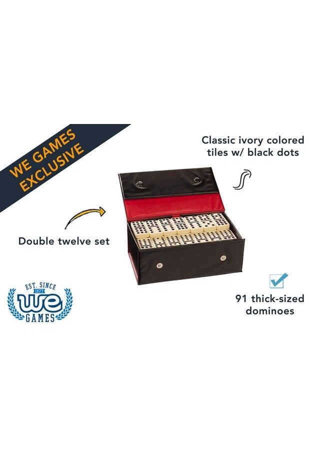 WE Games - Dominos Set Double Twelve Domino Game Set Includes 91 Thickstyle Dominos In A Retrostyle Travel Case Domino Set For Adults Family Table Top Game For Game Night - Image 1