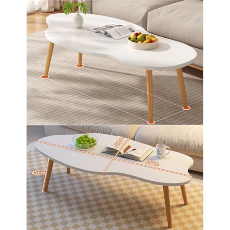Cloud Coffee Table Creamy Tea Table Modern Irregular Center Table for Living Room Home Office Easy Assembly Stylish Living Room Furniture - Image 2