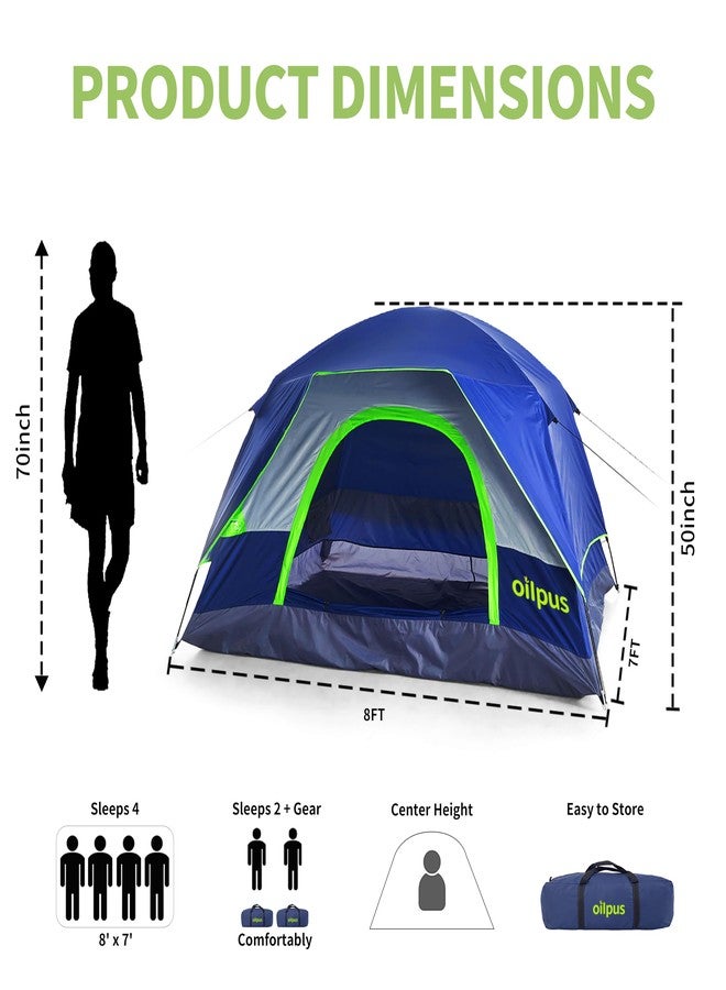Oilpus 2-3 Person Camping Tent, Waterproof Windproof Double Layer Dome Tent with Rain Fly, Quick Setup Anti-Mosquito Backpacking Tent with Breathable Mesh Windows - Image 2