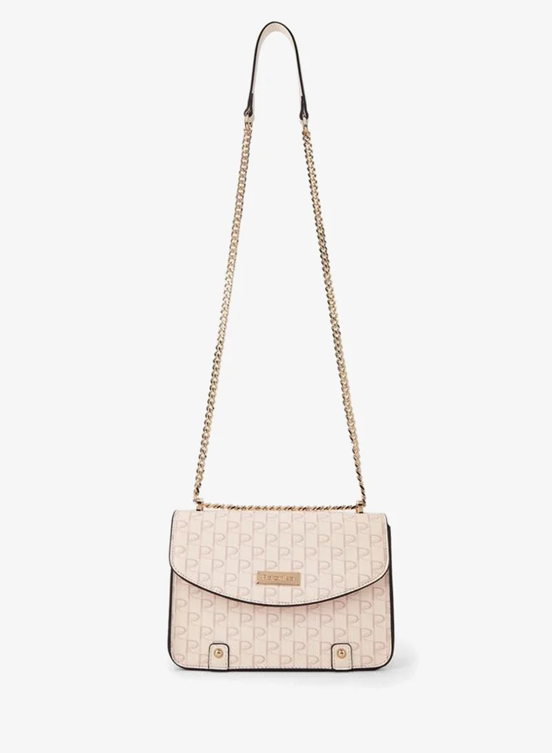 Paprika PINK Monogram Print Crossbody Bag with Button Closure for Women | Best Price UAE