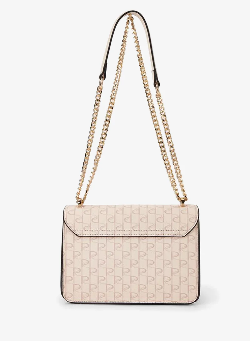 Paprika PINK Monogram Print Crossbody Bag with Button Closure for Women | Best Price UAE