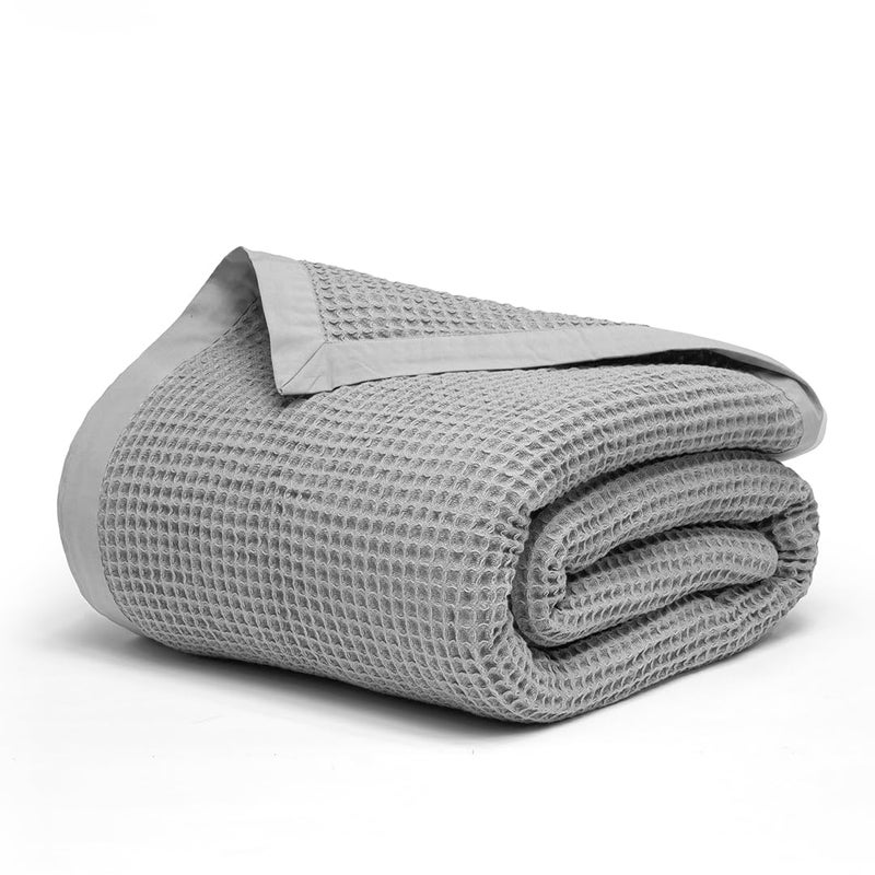 Salt Earth GOTS Certified 100 Organic Cotton Throw Blanket 60 X 80 Waffle Blankets  Throws for Bed Throw Blanket for CouchModern and Cozy BlanketAll Seasons Comfy Soft BlanketScottish Grey