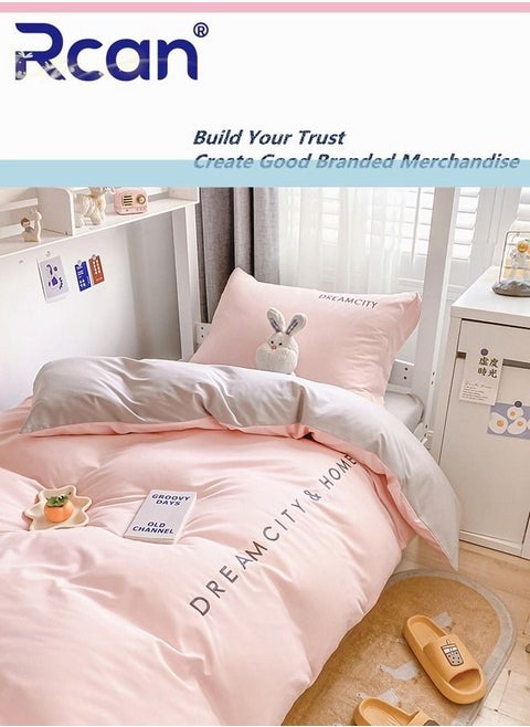 3 Piece Set Children Student School Dormitory Embroidery Design Duvet Cover Set Single Bed Kid's Polyester Bedding Set Boy Girl 150x200cm