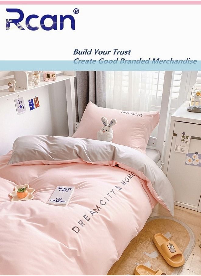 Rcan 3 Piece Set Children Student School Dormitory Embroidery Design Duvet Cover Set Single Bed Kid's Polyester Bedding Set Boy Girl 150x200cm  - Image 1