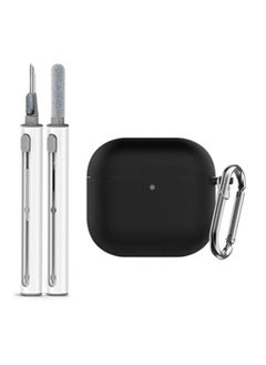 يونك 2024 الجيل الرابع airpods شحن غطاء مربع ، 360 درجة حماية للماء + المضادة للخدش + مجهزة المكونات الغبار ، سميكة ودائمة ، الصف الغذاء سيليكون تلميع تصميم متكامل ، مع تنظيف الأقلام والأزرار ، أسود  - Image 1