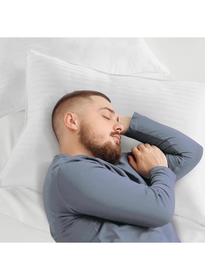 Asraar 6 Pieces | Hotel Quality Striped Microfiber Sleeping Pillow – Extra Soft – 1200g – 75×50 cm - Image 2