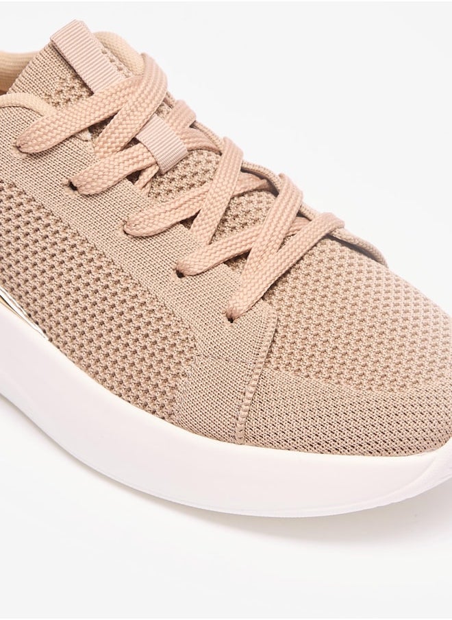 Flora Bella By Shoexpress - Textured Lace-Up Low Ankle Sneakers - Image 1