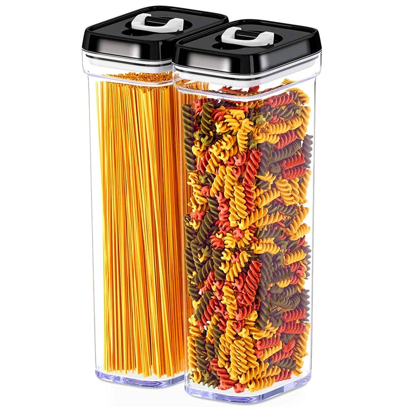 DWLLZA KITCHEN Pasta Storage Containers for Pantry Airtight  2 Pc Spaghetti Container Storage  Ideal for Spaghetti  Noodles Kitchen Pantry Organization and Storage  Keeps Food Fresh  Dry