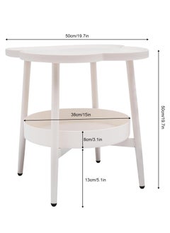 XICEN 2 Tier Side Table with Storage Shelf, Plastic End Table Sofa Couch Table, Modern Flower Shaped Tea Table Coffee Table, Mid-Century Style Bedside Tables, Suitable for Bedroom/Hallway/Study Room/Office  - Image 3