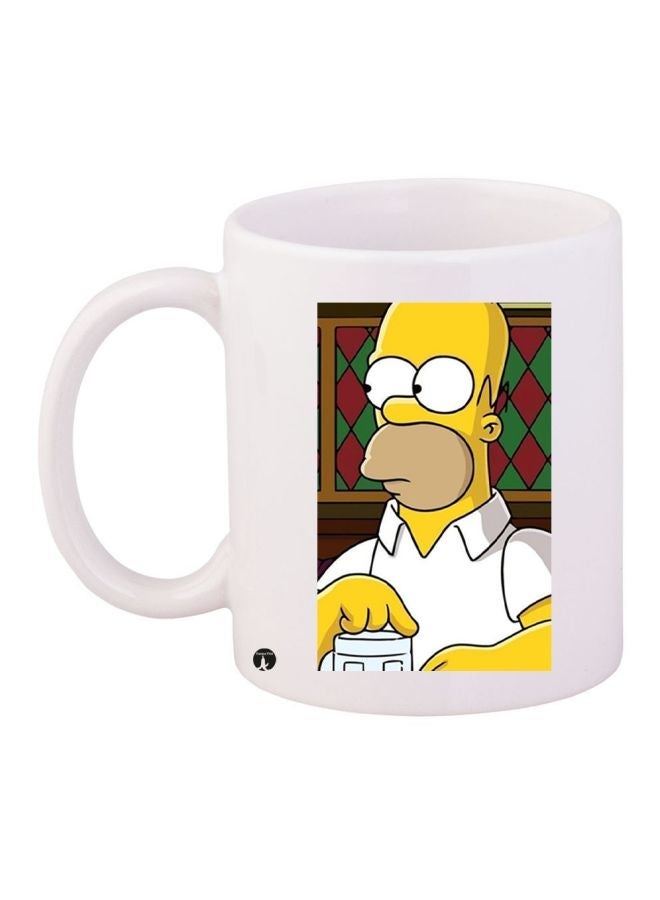 RYN The Simpsons Printed Coffee Mug White/Yellow/Red 11ounce