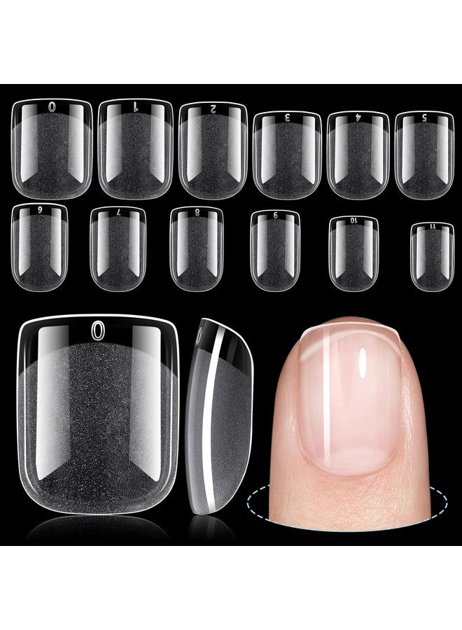 TOMICCA Extra Short Square Fake Nail Tips Half Matte Acrylic Pre Filed Soft Gel Nail Tips 192Pcs Full Cover Pre Shaped 12 Sizes Fake Nails For Beginner And Professional Diy Nail Salon - Image 1