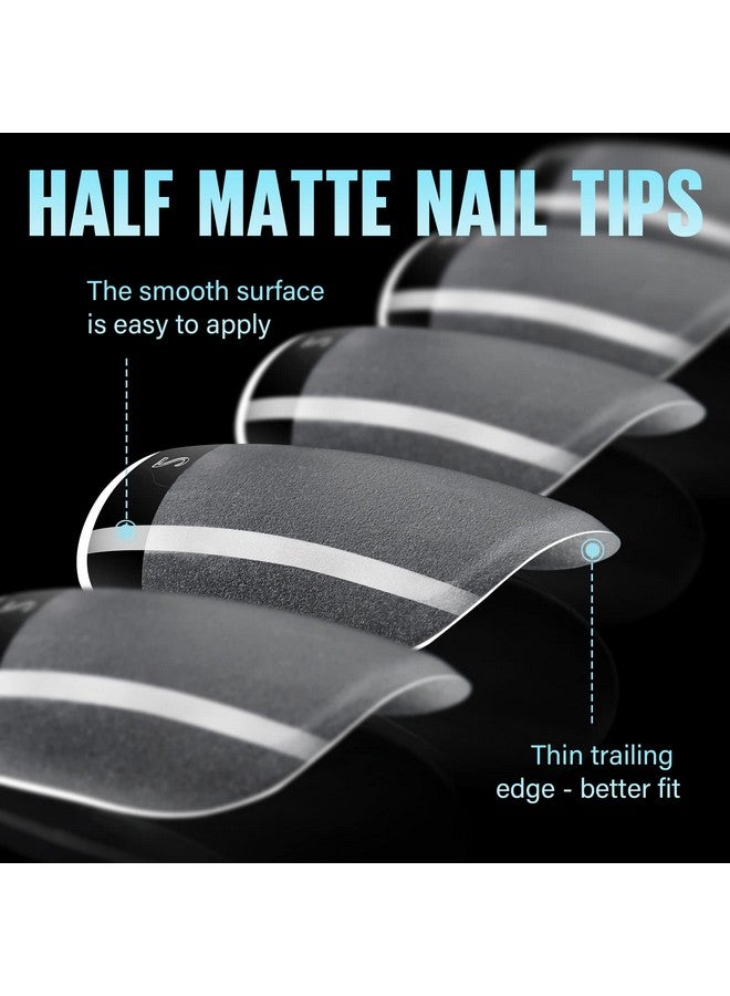 TOMICCA Extra Short Square Fake Nail Tips Half Matte Acrylic Pre Filed Soft Gel Nail Tips 192Pcs Full Cover Pre Shaped 12 Sizes Fake Nails For Beginner And Professional Diy Nail Salon - Image 4