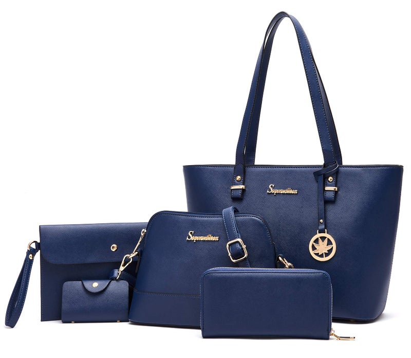 Soperwillton Handbag for Women Wallet Tote Bag Shoulder Bags Top Handle Satchel 5pcs Purse Set - Image 1