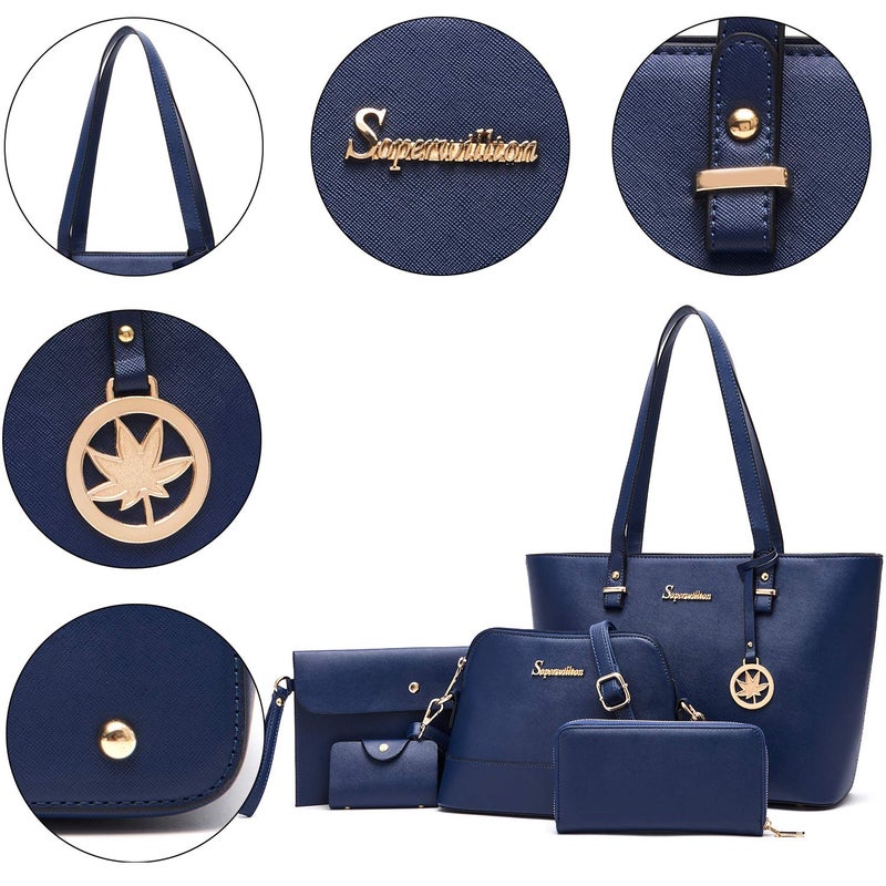 Soperwillton Handbag for Women Wallet Tote Bag Shoulder Bags Top Handle Satchel 5pcs Purse Set - Image 3
