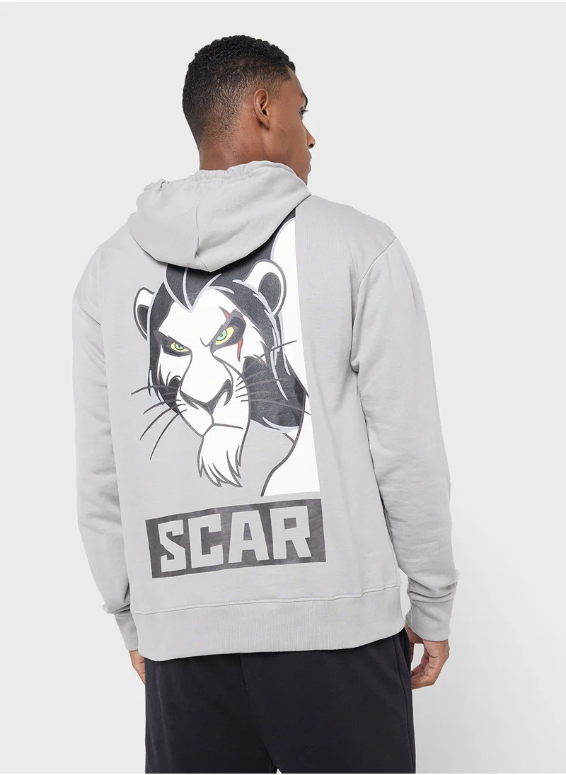 Disney Scar Men'S Oversized Pullover Hoodie