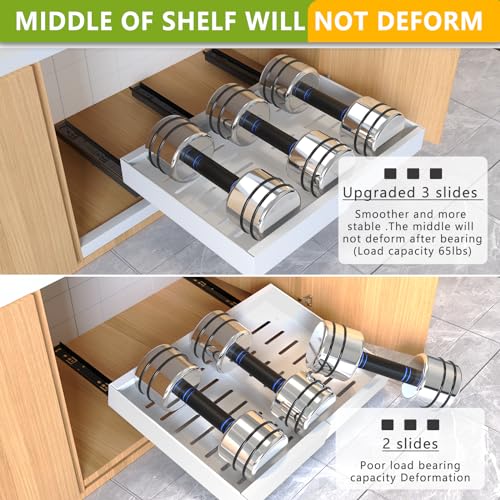 Mlinavn 2 Pack Pull Out Cabinet Organizer 21" Deep Expandable Slide Out Drawer Organizers,No Drill Pull Out Drawers Adhesive with Nano Compatible Framed Cabinets Shelves For Kitchen Pantry Adjustable Width - Image 5