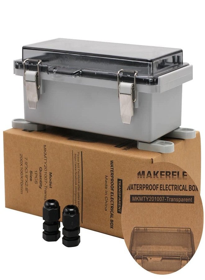 MAKERELE Outdoor Electrical Box IP67 Waterproof Plastic Enclosure for Electrical Project with Transparent Cover 7.9×3.9×2.8 inch(200×100×70mm) - Image 1