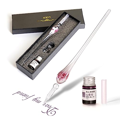 Aokuy Glass Dip Pen Set,Calligraphy Pen,Crystal Signature Pen for Art, Writing, Signatures -Decoration and Business Gift - Image 1