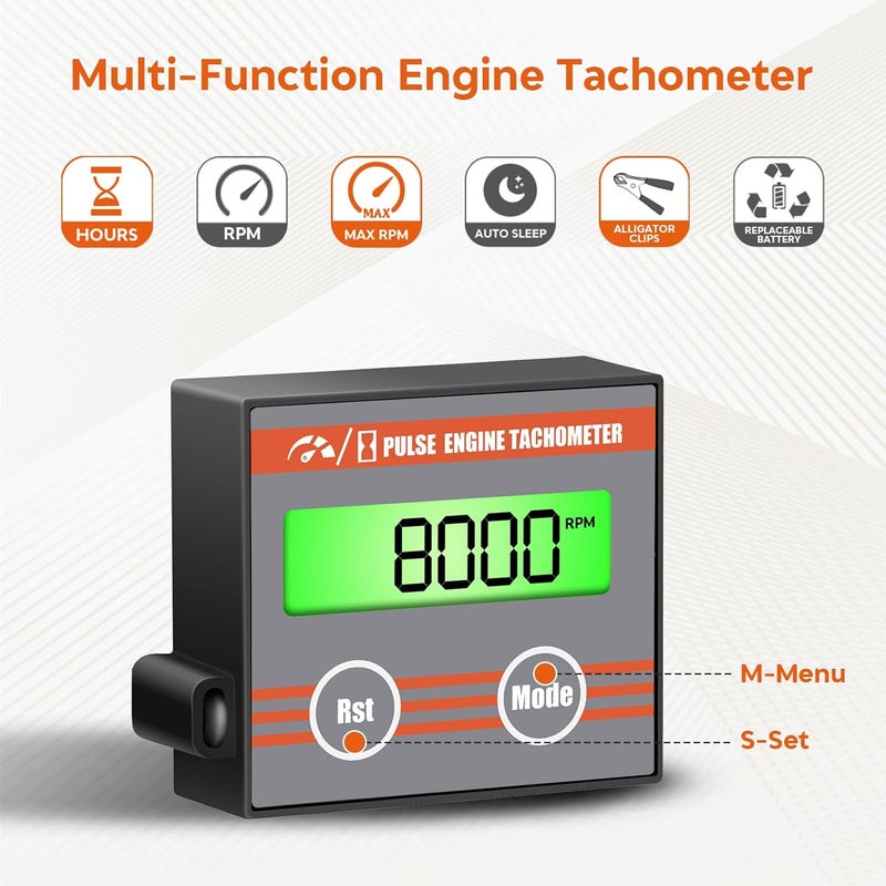 DDayuanwei Small Engine Hour Meter, Digital Tachometer Tach Gauge, Maintenance Reminder, Battery Replaceable, Inductive Hour Meter for Lawn Mower Tractor Generator Marine Outboard ATV - Image 4