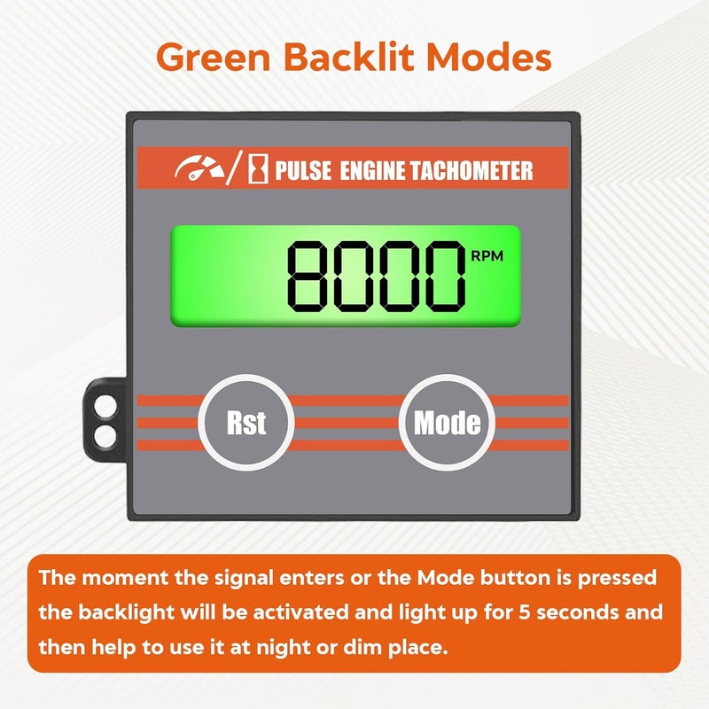 DDayuanwei Small Engine Hour Meter, Digital Tachometer Tach Gauge, Maintenance Reminder, Battery Replaceable, Inductive Hour Meter for Lawn Mower Tractor Generator Marine Outboard ATV - Image 2