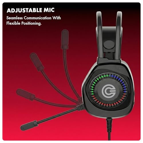 CIRCLE COMPLETE TECHNOLOGY Circle Aura Warrior Wired Gaming Over-Ear Headphones, 3D RGB Headband, 50mm Neodymium Drivers, 2.2m Cable, Mic, Memory Foam Cushioning, 3.5mm + USB Connector, Black - Image 5