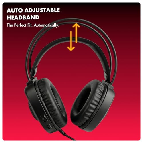 CIRCLE COMPLETE TECHNOLOGY Circle Aura Warrior Wired Gaming Over-Ear Headphones, 3D RGB Headband, 50mm Neodymium Drivers, 2.2m Cable, Mic, Memory Foam Cushioning, 3.5mm + USB Connector, Black - Image 3