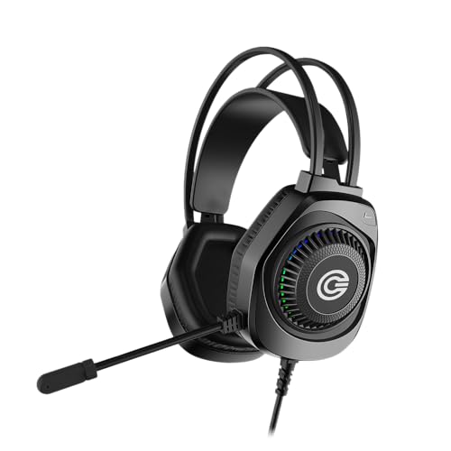 CIRCLE COMPLETE TECHNOLOGY Circle Aura Warrior Wired Gaming Over-Ear Headphones, 3D RGB Headband, 50mm Neodymium Drivers, 2.2m Cable, Mic, Memory Foam Cushioning, 3.5mm + USB Connector, Black - Image 1