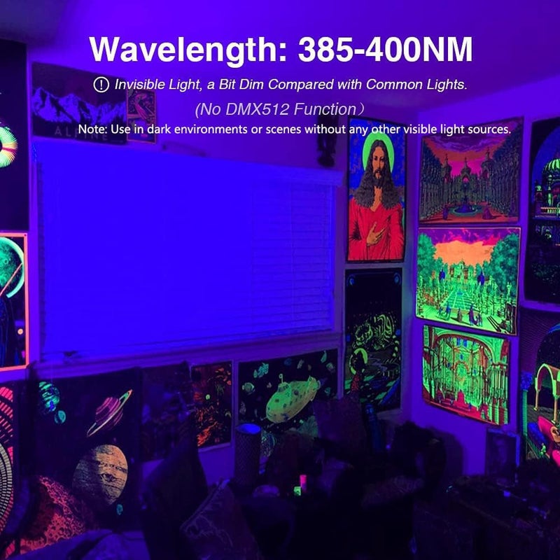 Onforu 2 Pack 60W LED Black Lights, Blacklight Flood Light with Plug, IP66 Waterproof Black Lights for Dance Party, Glow in The Dark, Halloween, Body Paint, Fluorescent Poster, Neon Glow - Image 3