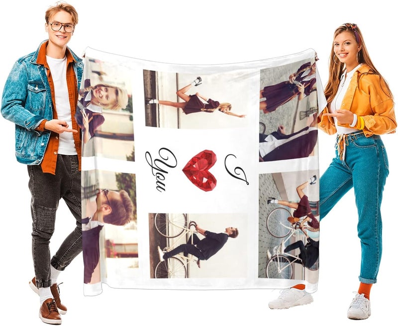 Printwoo هدايا أحبك للأزواج، بطانية مخصصة مع صور، بطانيات شخصية مع صور، بطانيات صور باستخدام صوري الخاصة، هدايا مخصصة للصديقات، الأصدقاء - Image 3