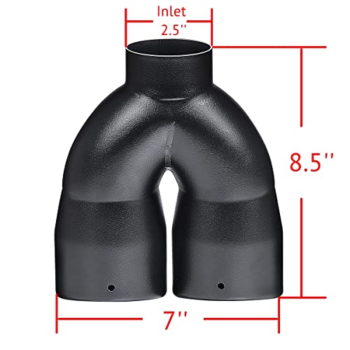Tritrust Black Dual Exhaust tip - 2.5" ID x 7"OD x 8.5"L - Double Wall Weld On Muffler Tail Pipe Stainless Steel Black Coated - Image 2