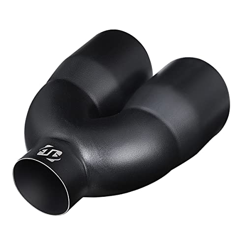 Tritrust Black Dual Exhaust tip - 2.5" ID x 7"OD x 8.5"L - Double Wall Weld On Muffler Tail Pipe Stainless Steel Black Coated - Image 3