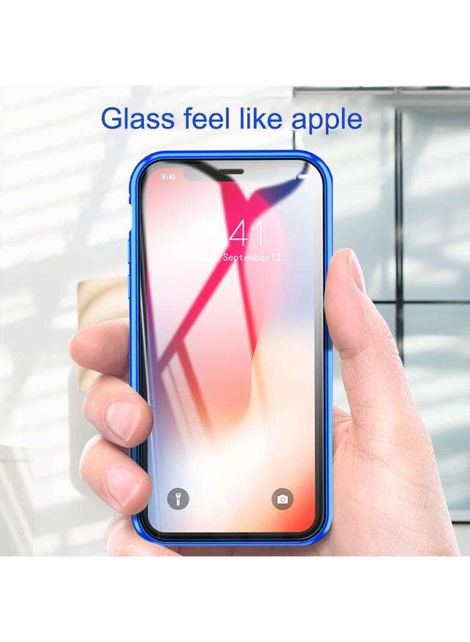 S-TOP Case For iPhone X / XS Ultra Slim Double Sides Magnetic Adsorption Angular Frame Tempered Glass Magnet Flip Case - Image 4